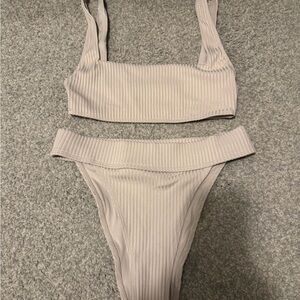 Forever 21 Ribbed Bikini Set in Cream
